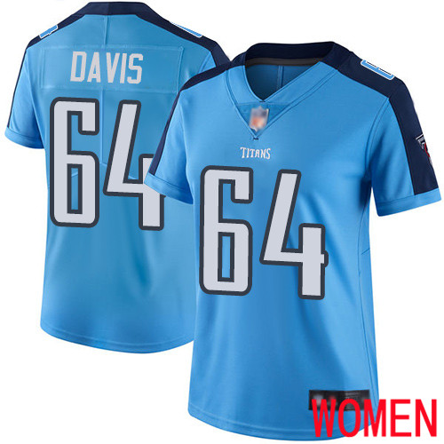 Tennessee Titans Limited Light Blue Women Nate Davis Jersey NFL Football #64 Rush Vapor Untouchable->youth nfl jersey->Youth Jersey
